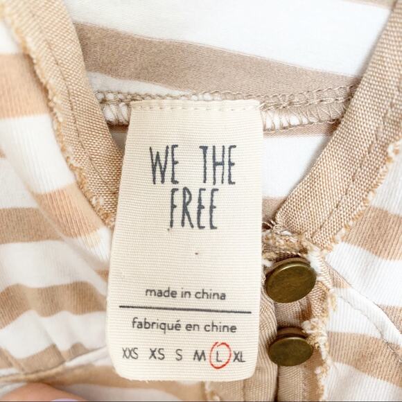 We The Free Mylo Tan White Striped Halter Tank Top Large - Picture 5 of 8